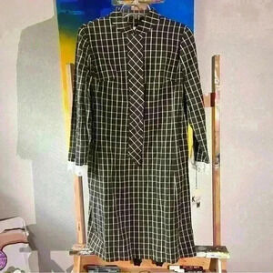 NWT Vintage 1950’s Windowpane Lace Scooter Dress Long Sleeves Midi Size 10